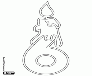 Colora Numero sei e candela accesa per riempire