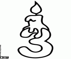 Colora Numero tre con una candela di festa