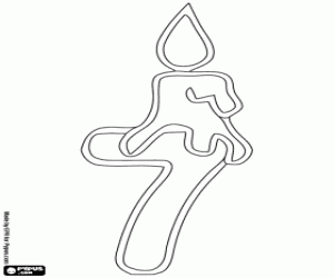 Colora Il numero sette e una candela