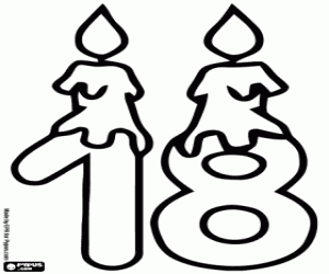 Colora Il numero diciotto con candele