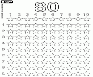 Colora Il numero ottanta e le stelle