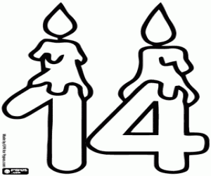 Colora Numero quattordici con candele