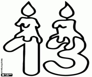 Colora Il numero tredici con due candele