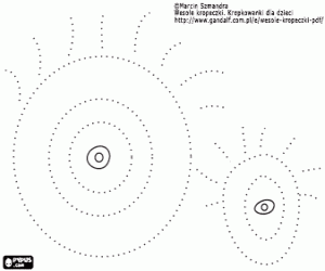 Colora Occhi sulla linea tratteggiata