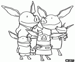 Colora Olivia il maialino con la sua famiglia