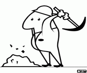 Colora Operaio che lavora con il piccone