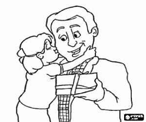 Colora Padre dalla figlia, bacio e regalo
