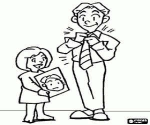 Colora Il padre,il nodo di cravatta e il ritratto