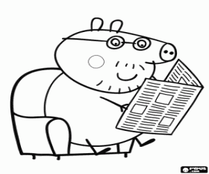Colora Padre di Peppa Pig e il giornale