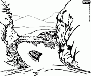 Colora Paesaggio di un fiume fino alla cascata