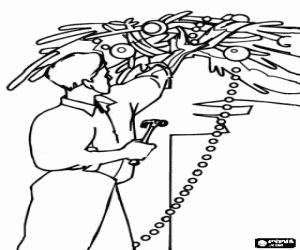 Colora Papa e una decorazione di Natale