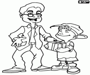 Colora Papà ha ricevuto un regalo da suo figlio