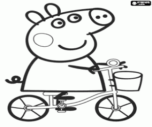 Colora Peppa Pig guidando la sua bicicletta