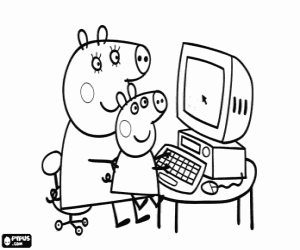 Colora Peppa Pig e la sua mamma sul computer