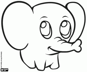 Colora Un piccolo elefante con orecchie grandi