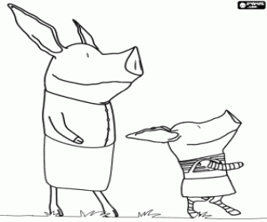 Colora Il piccolo maiale Olivia con la madre