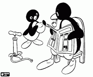 Colora Pingu con una palla e il suo padre