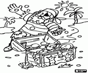 Colora Un pirata con monete d'oro