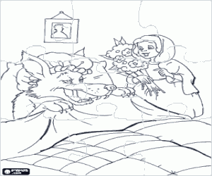 Colora Puzzle di Cappuccetto rosso e il bouquet di fiori