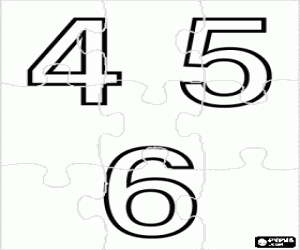 Colora Puzzle dei numeri 4, 5 e 6