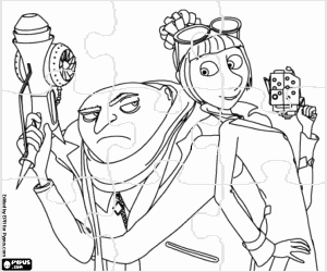 Colora Puzzle di Gru e Lucy in azione