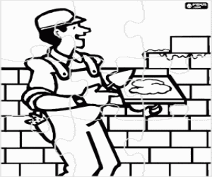 Colora Puzzle di un muratore e un muro