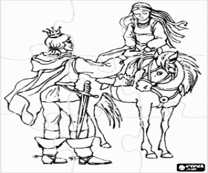 Colora Puzzle di principi e il cavallo