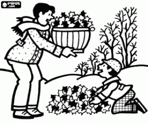 Colora Raccolta di foglie secche in autunno