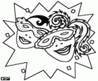 Due teste con le mascherine di carnevale