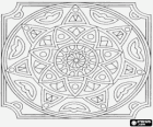 Mandala con i cerchi sotto forma di stella o di fiori in un quadrato
