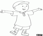 Caillou con berretto, felice e con le braccia aperte in estate