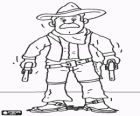 Cowboy armato con due revolver pronto per un duello