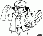 Ash, addestratore di pokémon, con il relativo primo Pokémon Pikachu