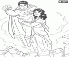 Superman che sorvola la città, insieme a Lois Lane, giornalista e il suo vero e grande amore