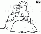 Puzzle delli torri merlate ou merli del castello che poggia sulle rocce