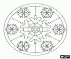 Mandala di Natale con cristalli di ghiaccio, congli che si formano i fiocchi di neve
