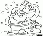 Babbo Natale o Santa Claus che ride e fare suonare la campana sotto la neve