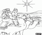 I Magi arrivano con i loro cammelli a Betlemme dopo aver seguito la Stella di Natale
