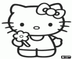 Hello Kitty con un fiore in mano