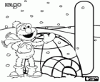Lettera I con Elmo accanto a un igloo