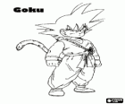 Goku e Son Goku, un bambino di esperti di arti marziali con la coda e la forza sovrumana