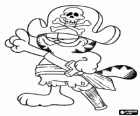 Garfield vestito da pirata con una gamba di legno