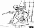 Pirati con le armi e pronti ad attaccare ea bordo di una nave