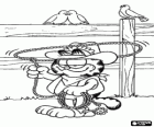 Garfield il cowboy ruotando il laccio sopra la sua testa