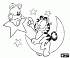 Garfield e Pooky, il suo orsacchiotto, nella luna e le stelle