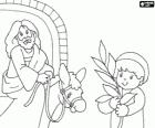 Domenica delle Palme, un bambino con un ramo di alloro davanti a Gesù