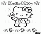 Puzzle di Hello Kitty con fiori e uccelli