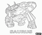 Saurus è un Bakugan umanoide triceratopo 