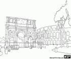 L'Arco di Costantino e il Colosseo a Roma, Italia