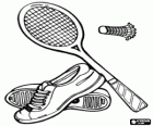 Attrezzatura di base per la pratica di Badminton o volano: scarpe da badminton, racchetta e volano